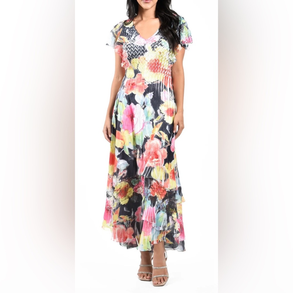 ✨Komarov Flutter Sleeve Lace Inset Maxi Dress Size XS
